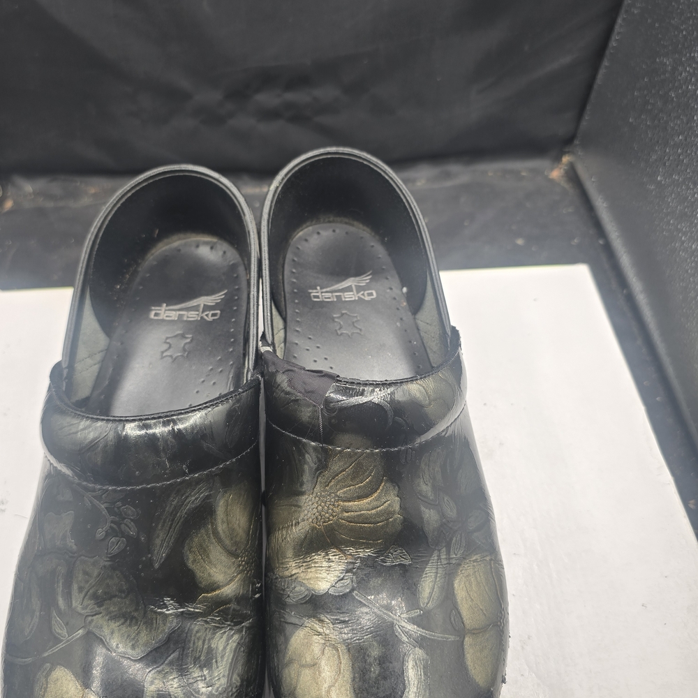 Dansko Black and Gold‎ Floral Clogs
